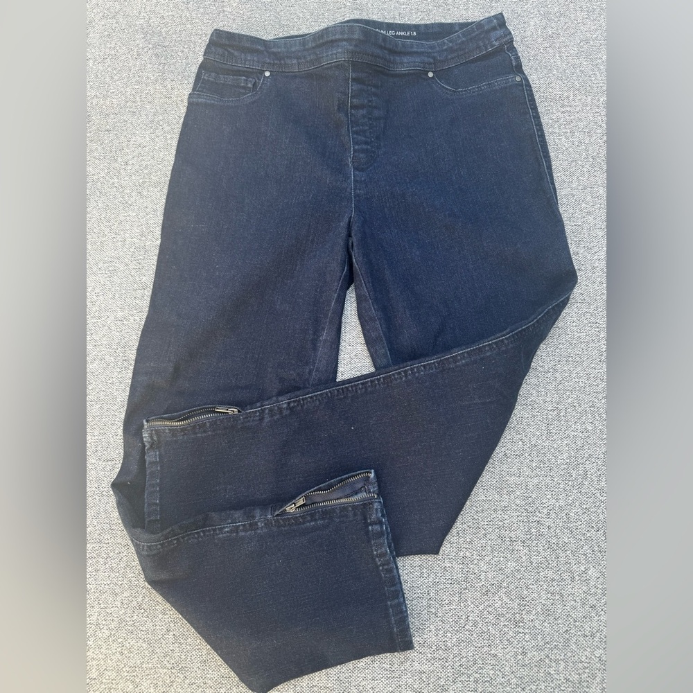 Chico's Dark Blue Girlfriend Slim Leg Jeans
